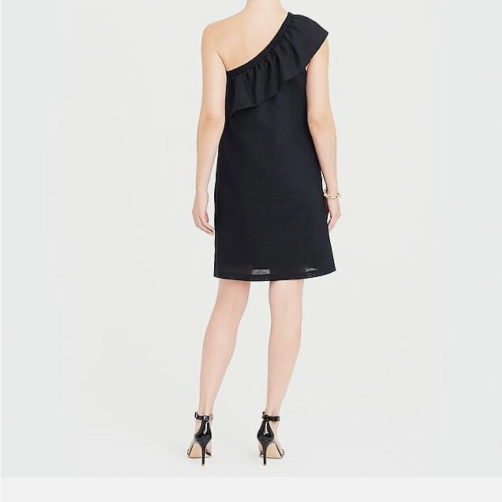 One-Shoulder Black Ruffle Shift Dress - Picture 2 of 3